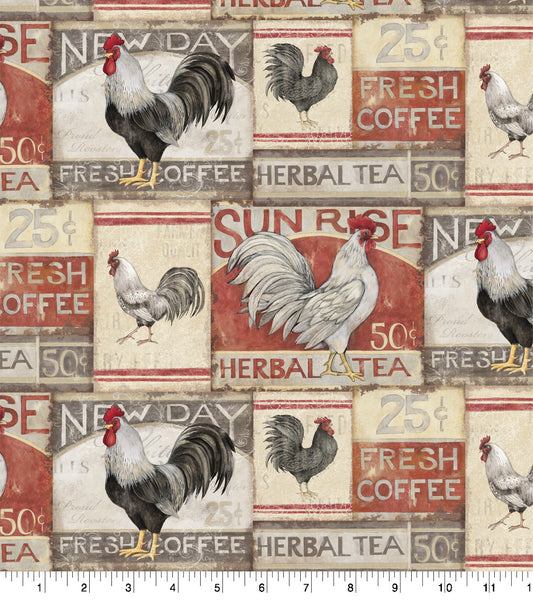 Farmhouse Rooster Patch Fabric