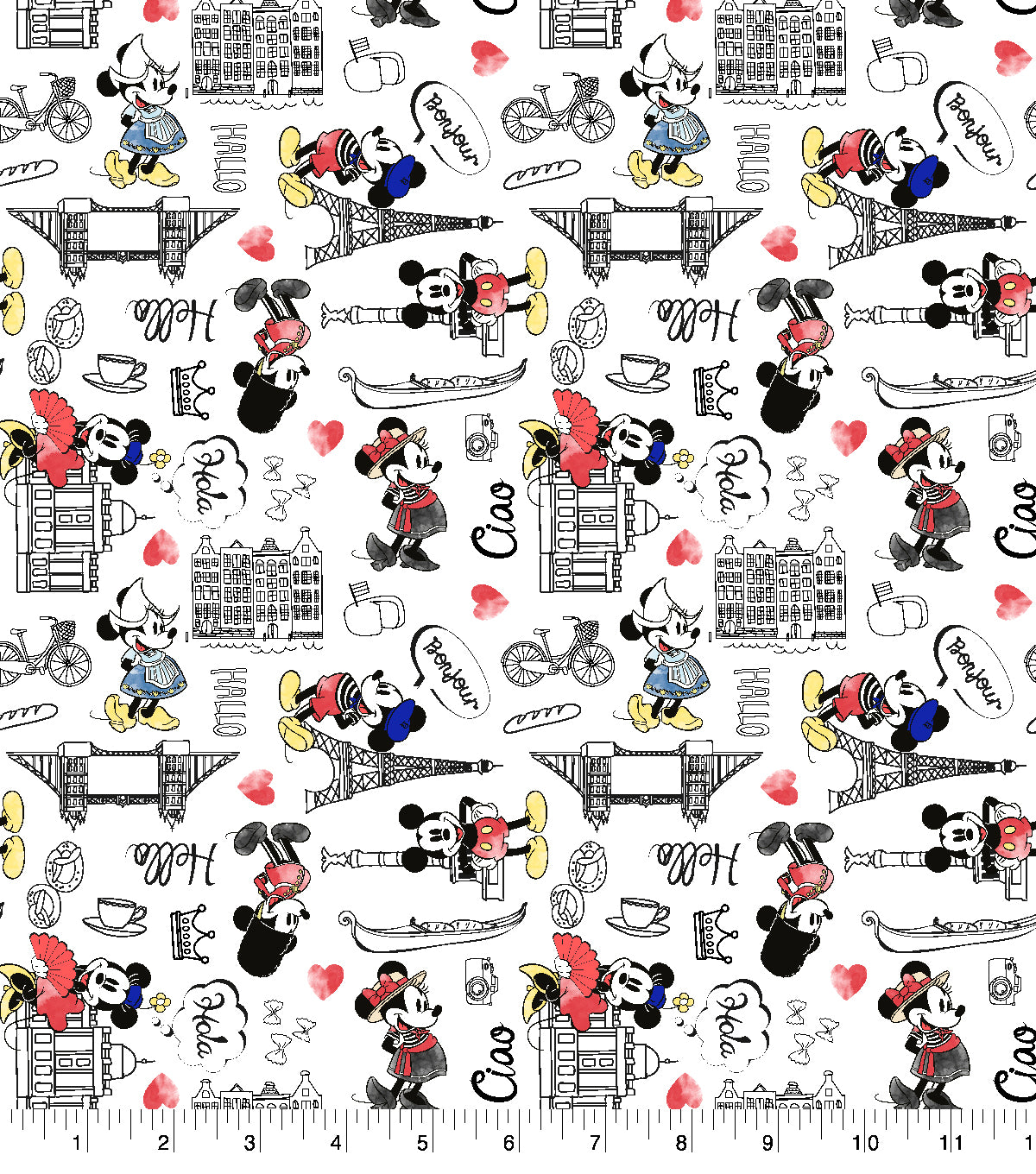 Disney Fabric Mickey Mouse Red, Blue White - Sold by the Yard