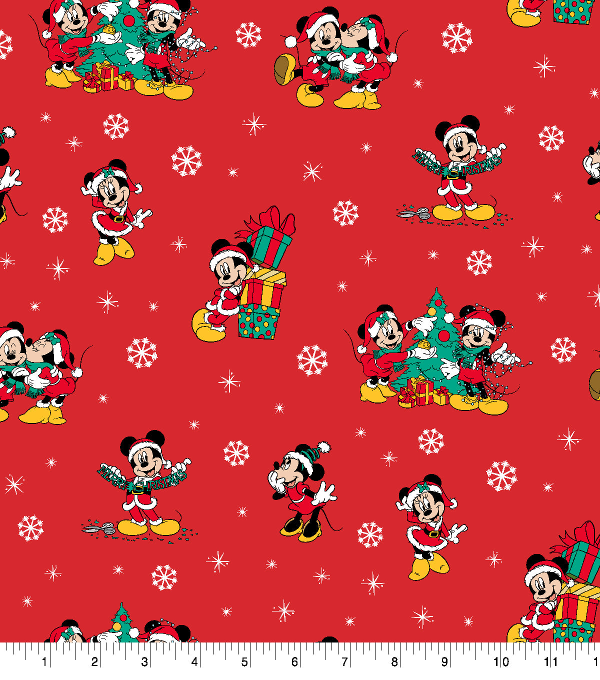 Disney Mickey Mouse & Friends Vintage Christmas Fabric by The Yard Micro-Knit 58 | Fabric Street