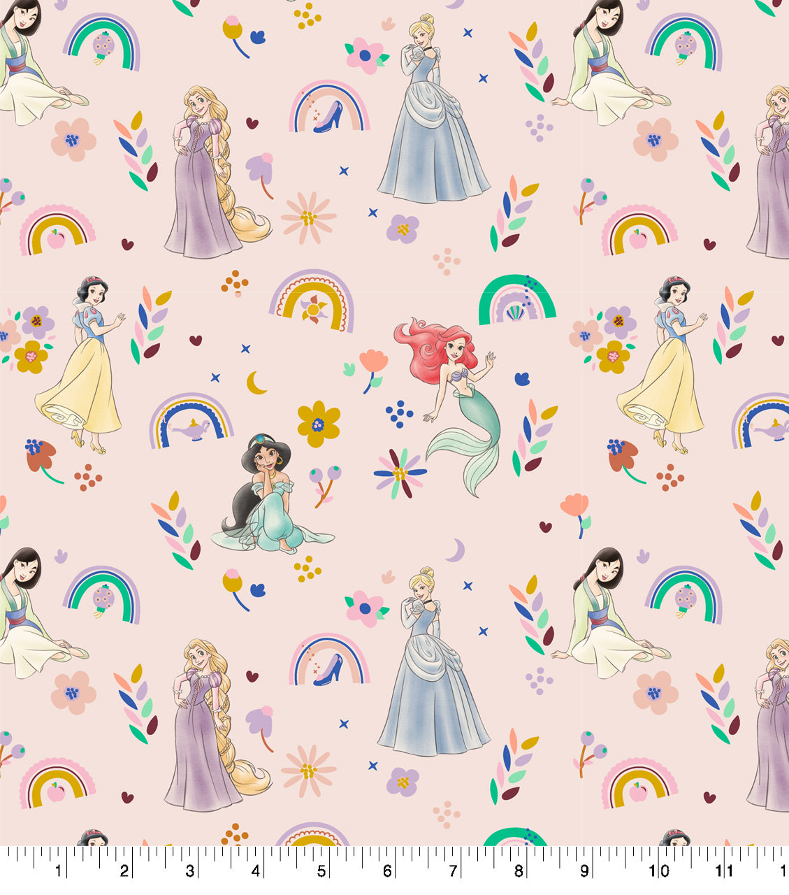 Disney Iconic Princess Character Cotton Fabric –
