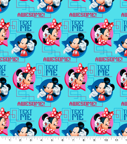 Disney Mickey Mouse & Minnie Mouse Text Me Fabric