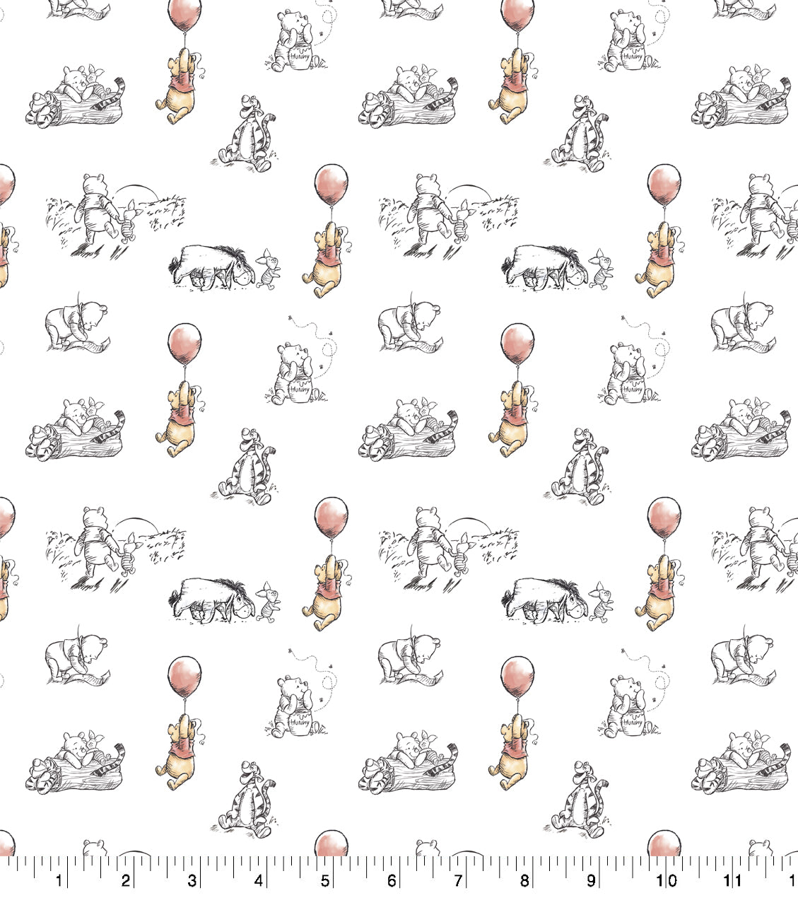 Winnie the Pooh Balloon White Fabric