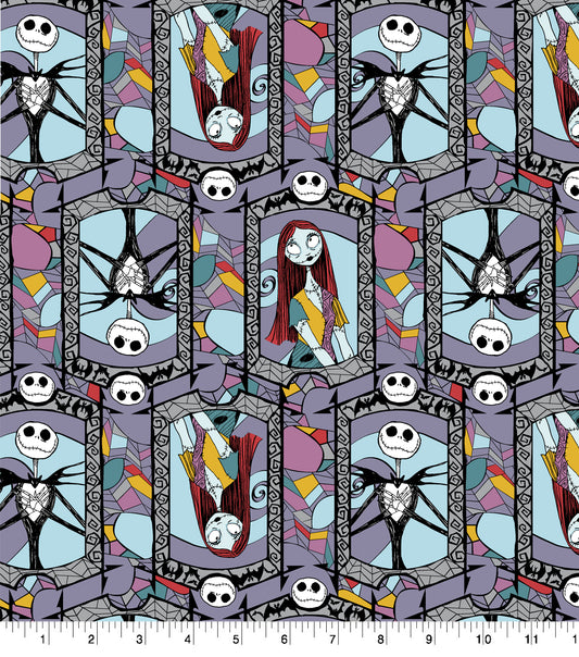 Disney Nightmare Before Christmas Stained Glass Cotton Fabric
