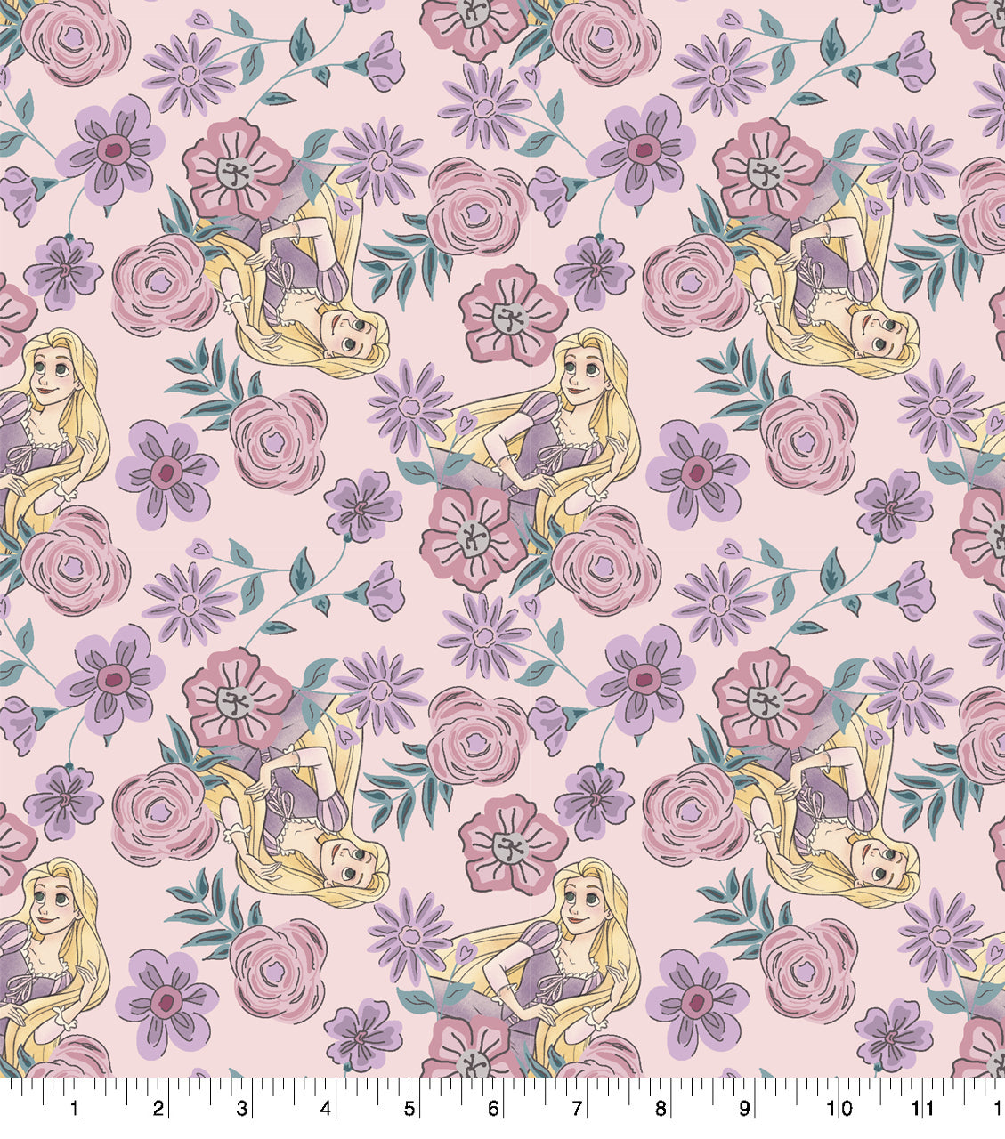 Disney Rapunzel Floral Sketch Fabric