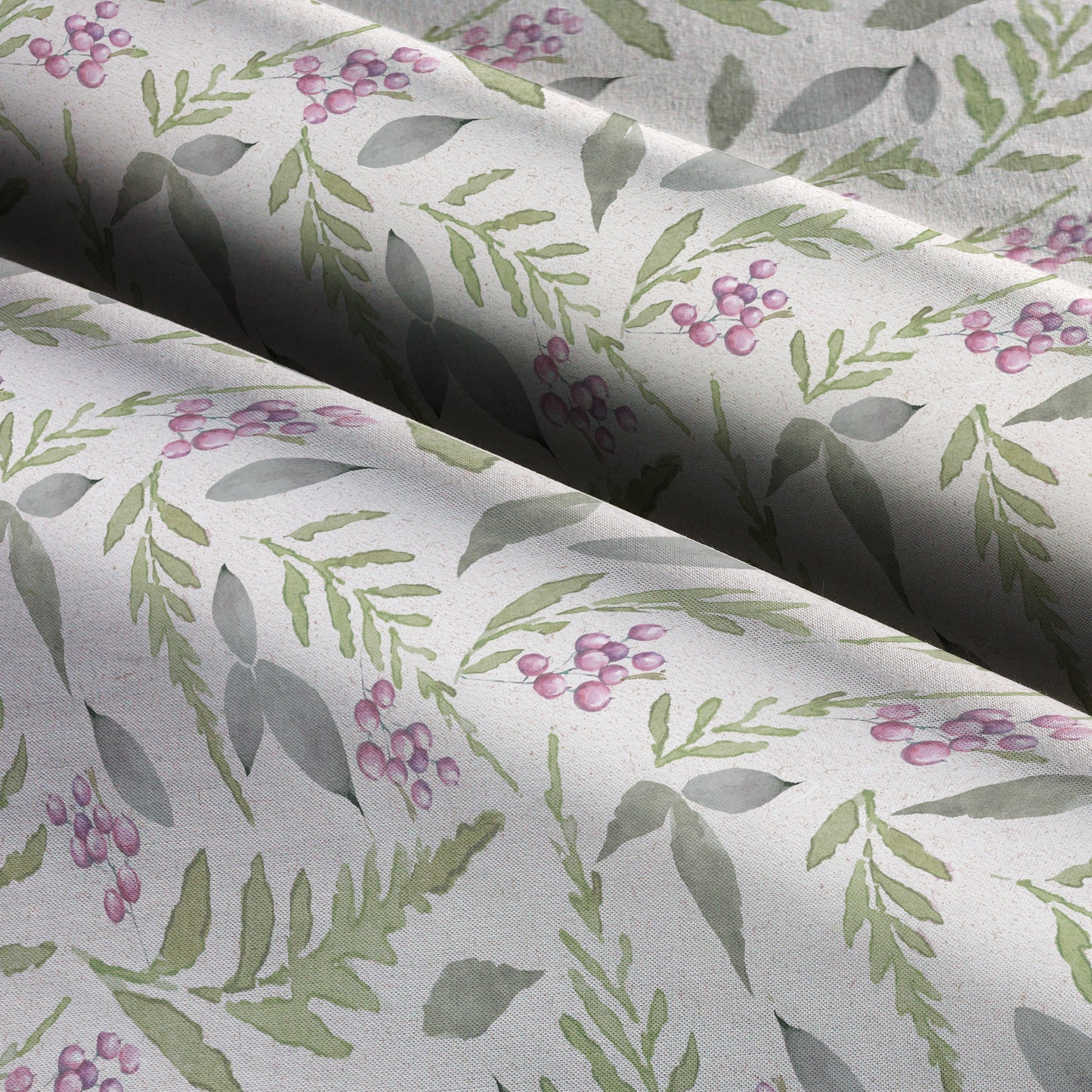 Peony Leaves and Berries Cotton Fabric