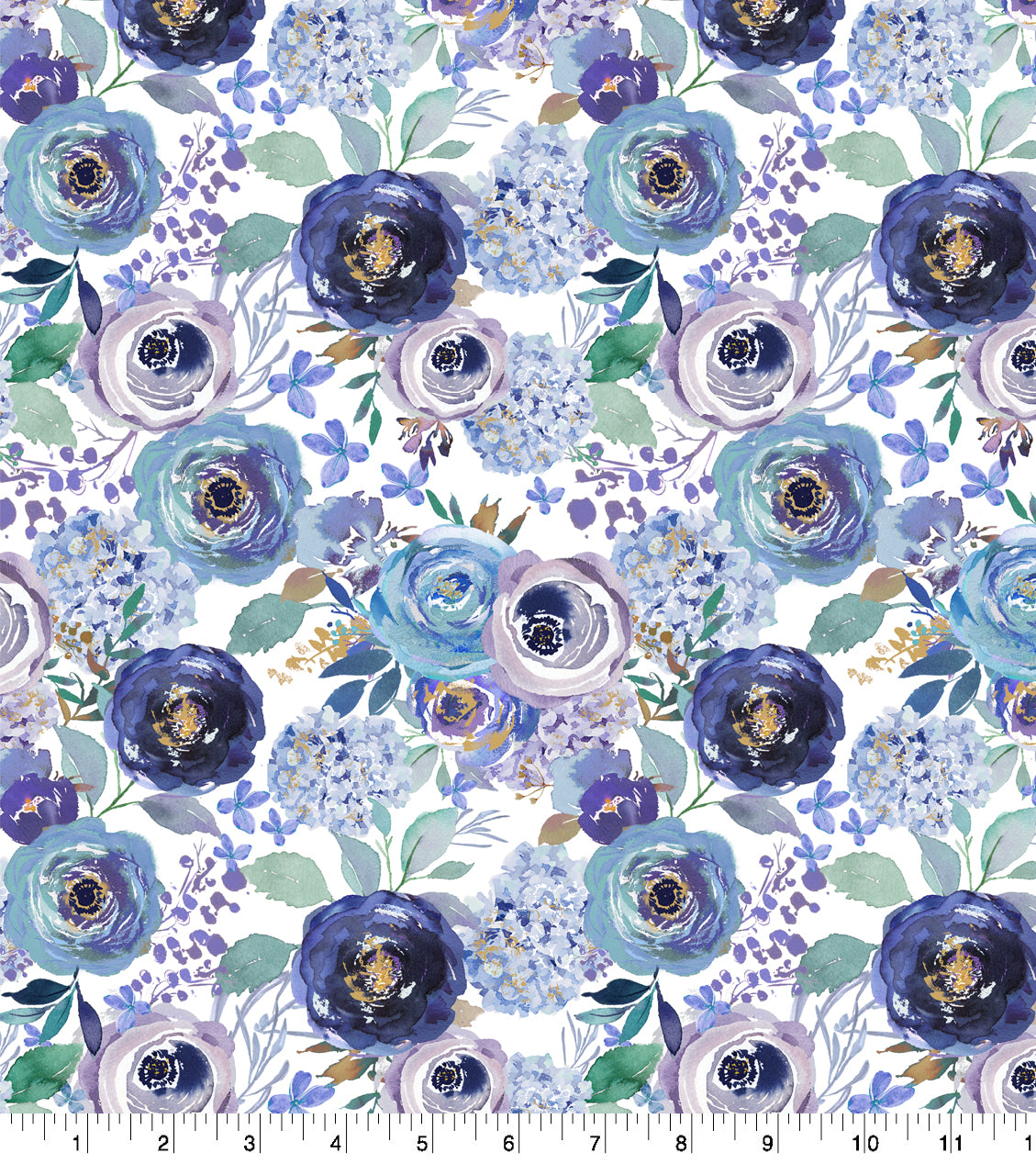 Blue Peacock Floral Cotton Fabric