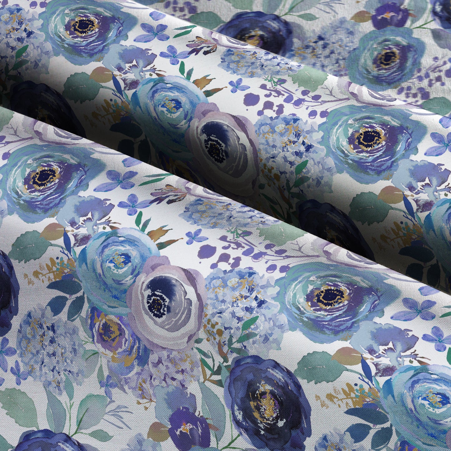 Blue Peacock Floral Cotton Fabric