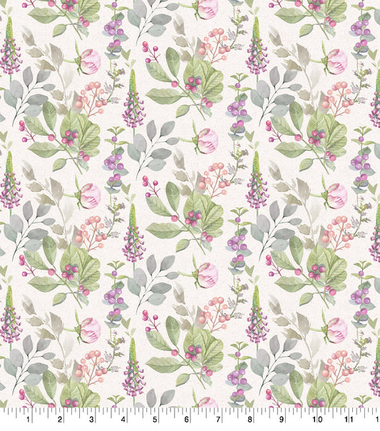 Peony Tossed Floral Cotton Fabric