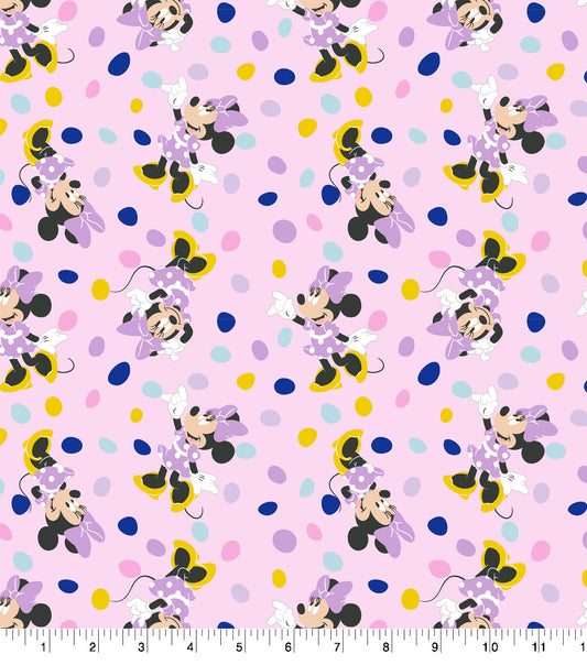 Disney Minnie Mouse Pink Polka Dots Cotton Fabric