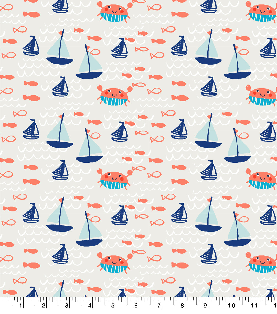 Love the Sea Crabby Fish Cotton Fabric