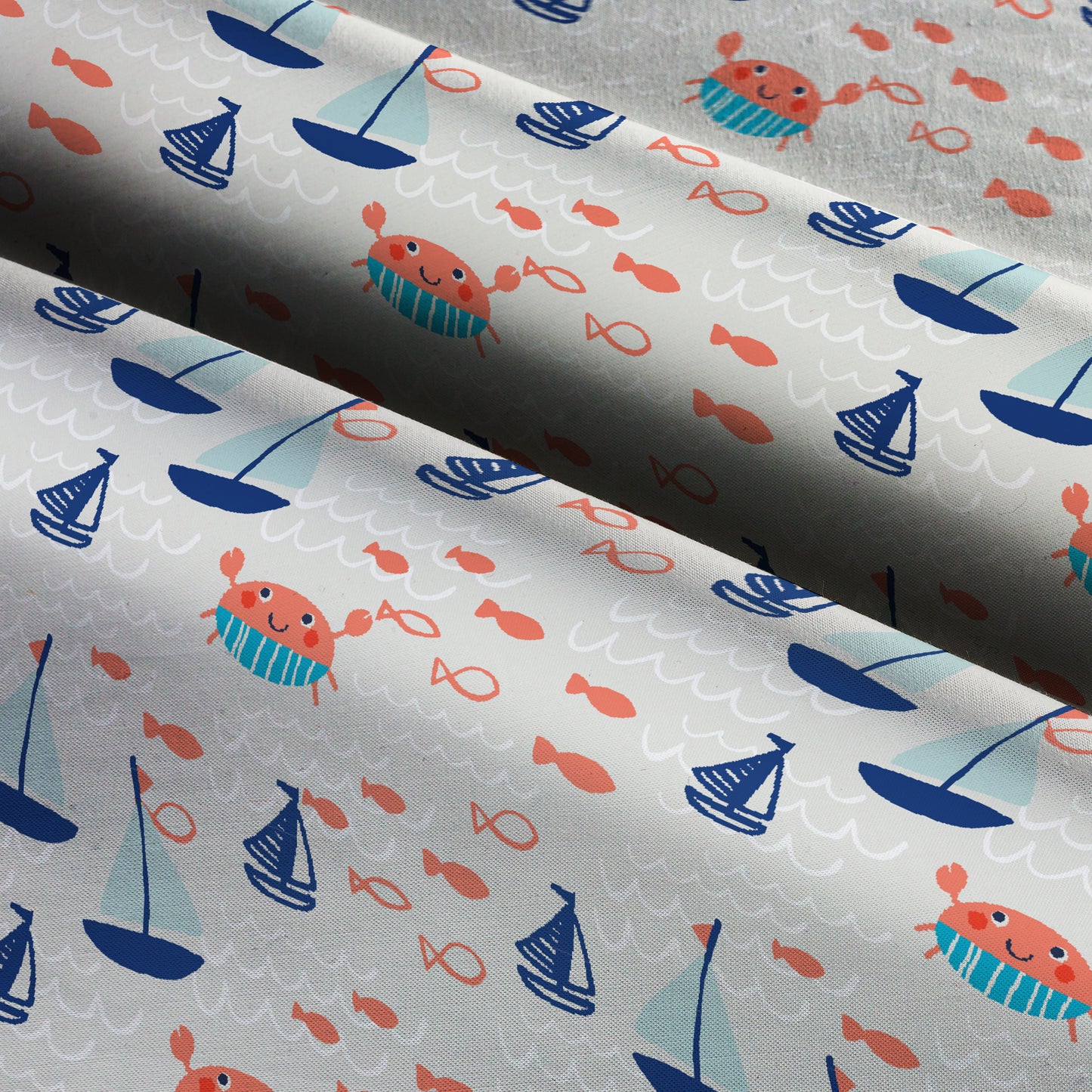 Love the Sea Crabby Fish Cotton Fabric