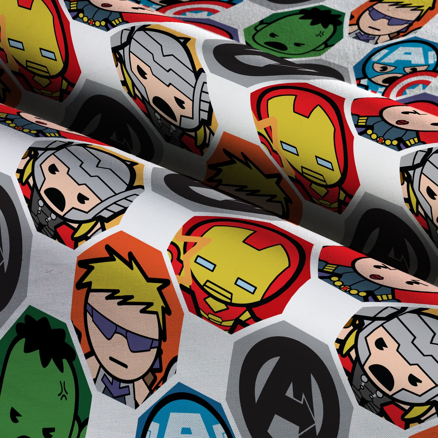 Marvel's Kawaii Hex Grid Super Hero Cotton Fabric