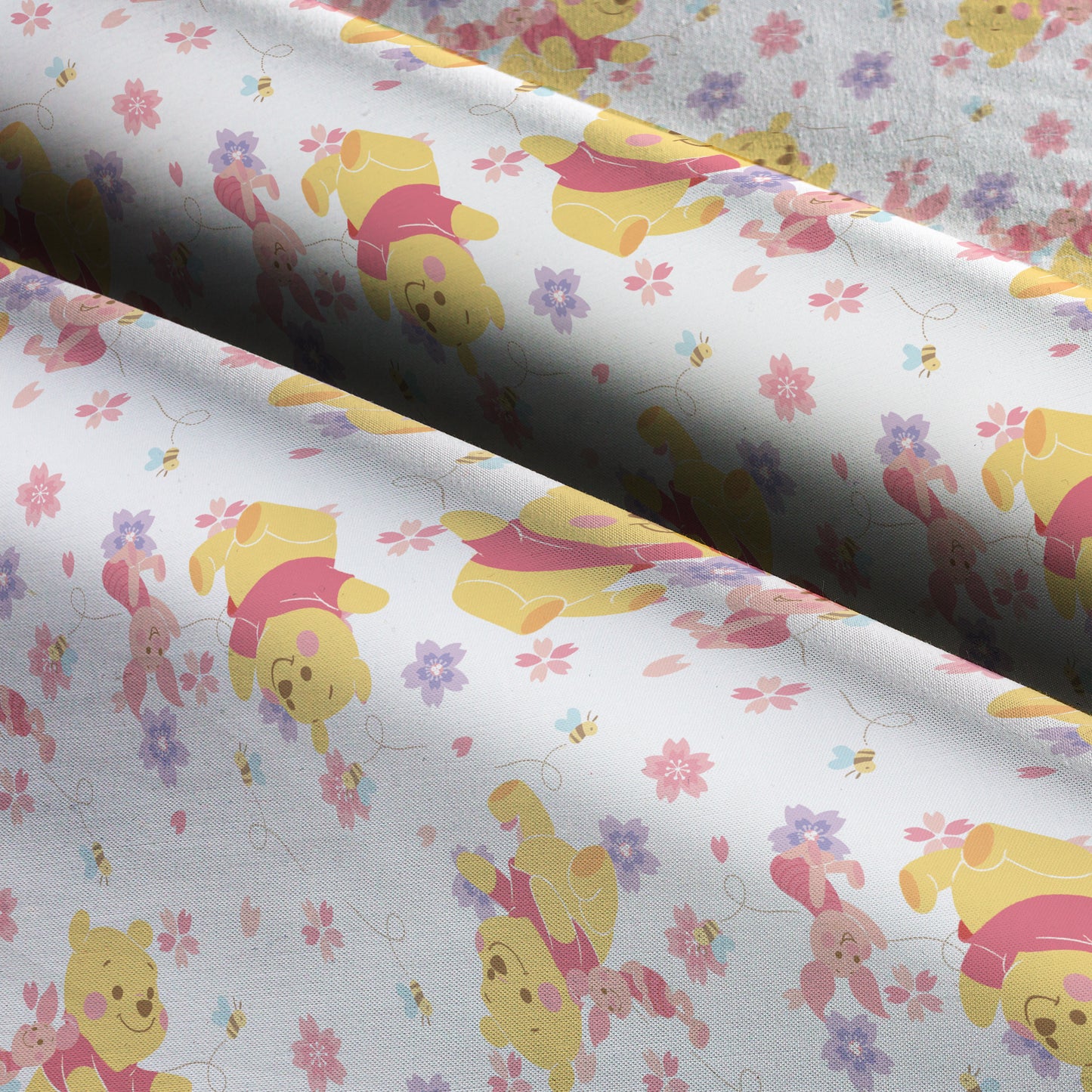 Disney Winnie the Pooh & Piglet Cuddly Floral Fabric