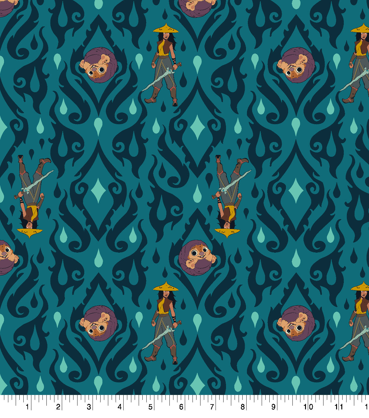 Disney Raya & Tuk Tuk Exotic Jewel Fabric
