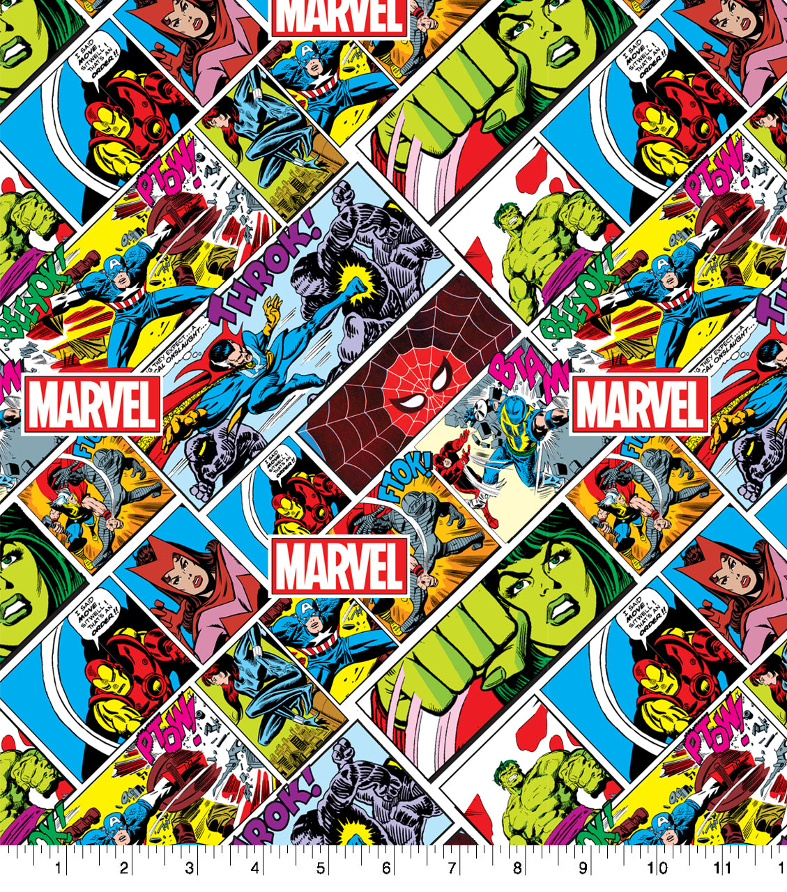 Marvel Comic Strip Cotton Fabric