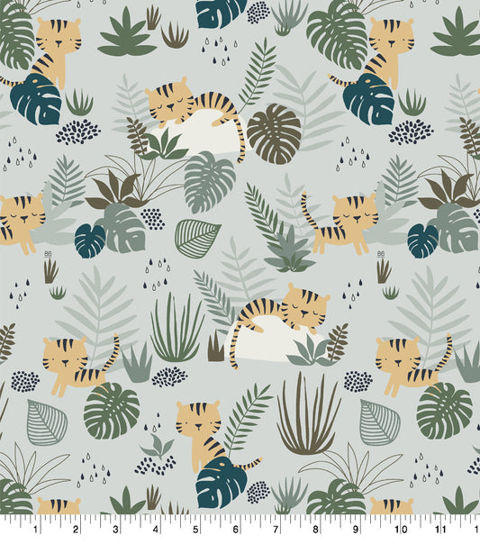 Stay Wild Baby Tiger in the Jungle Cotton Fabric