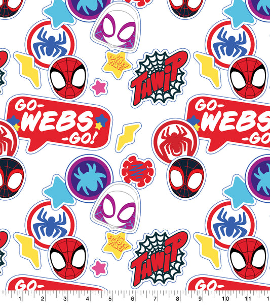 Marvel's Spidey and His Amazing Friends Word Pop Fabric