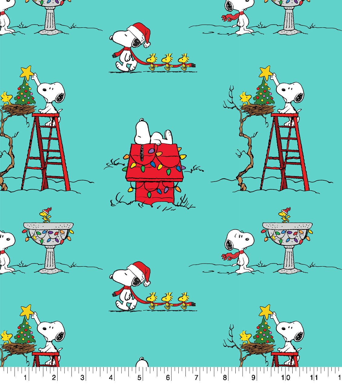 Peanuts Snoopy and Woodstock Christmas Fabric