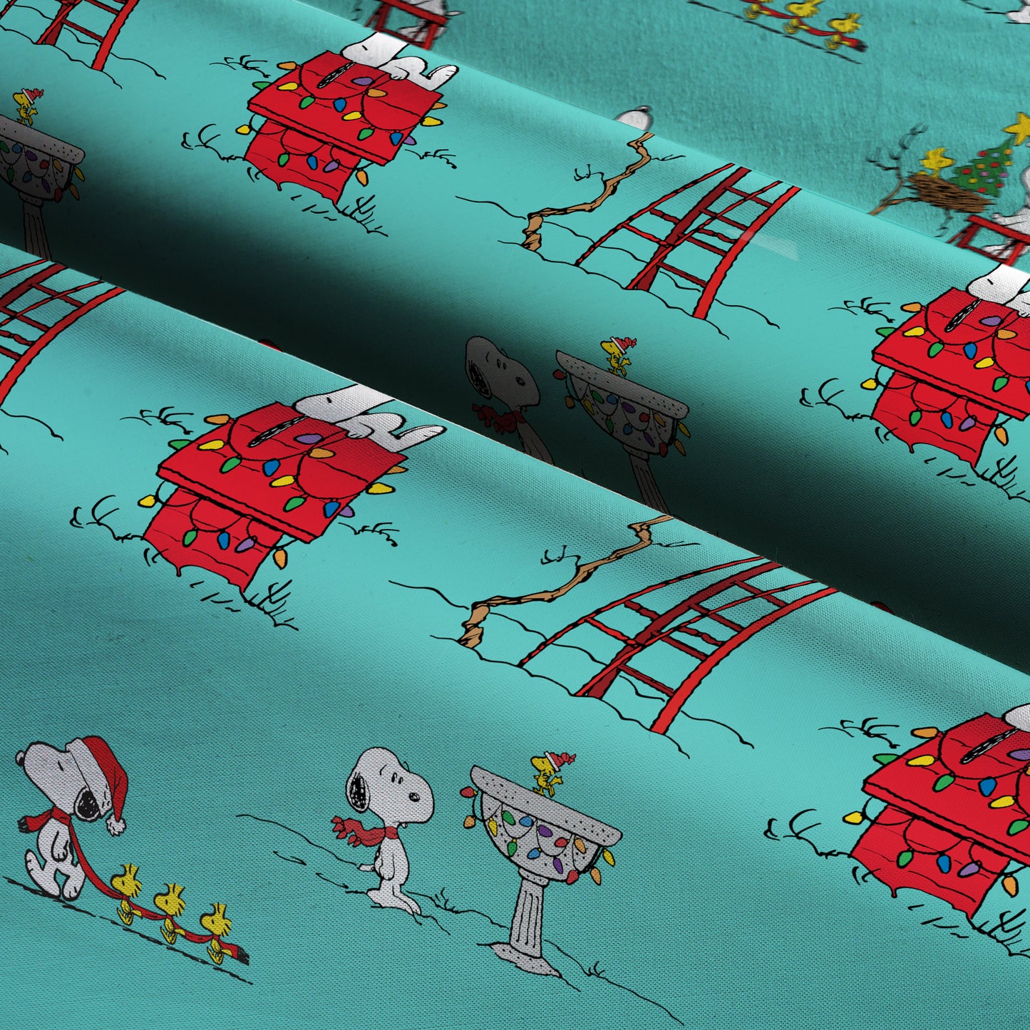 Peanuts Snoopy and Woodstock Christmas Fabric