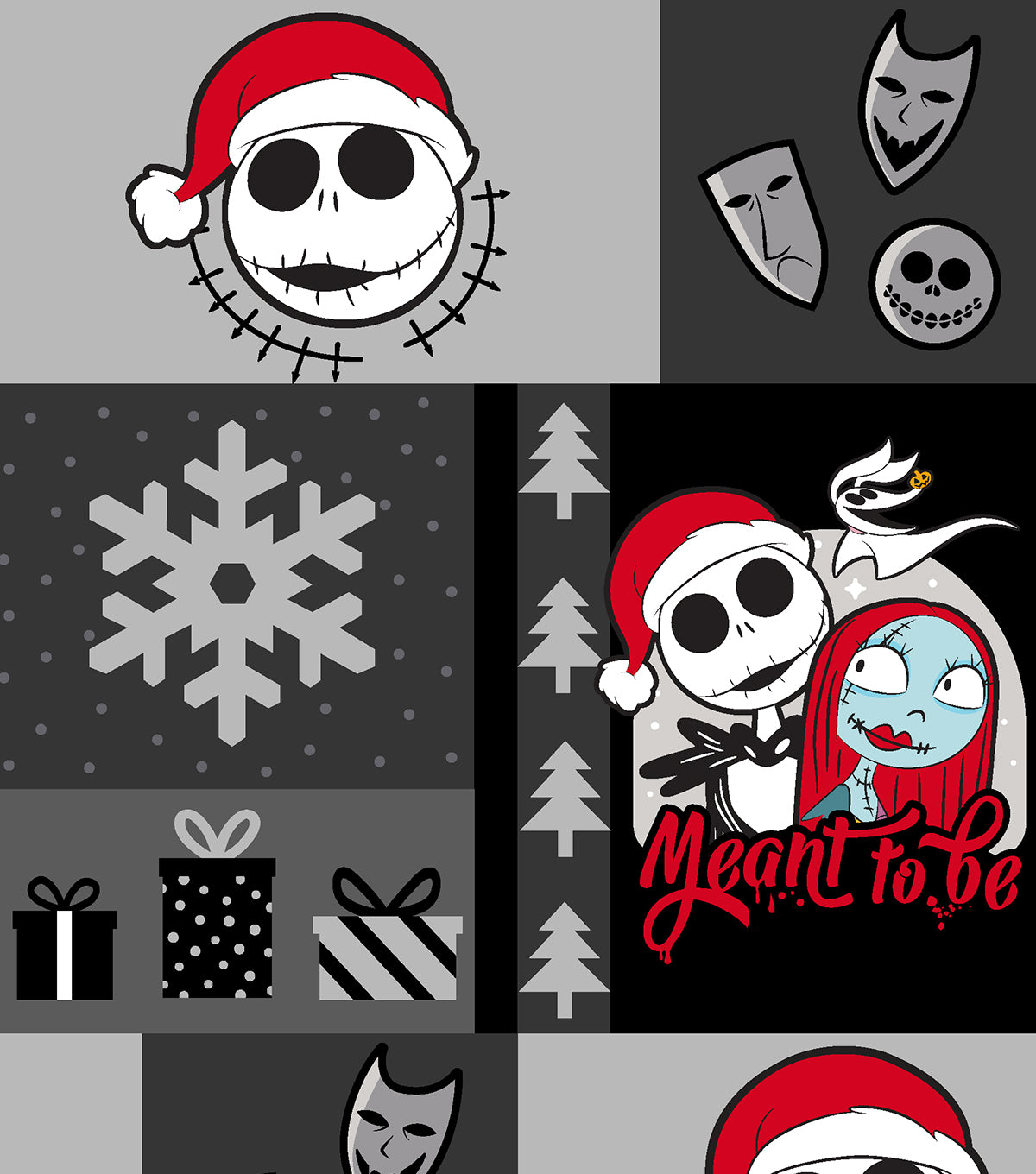 Disney The Nightmare Before Christmas Jack & Sally Ugly Sweater Fabric